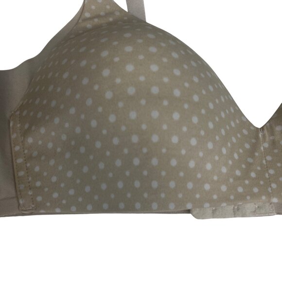 Warner Bra Size 34B Tan Polka Dot Wireless Adjustable Lightly Padded - Picture 6 of 7